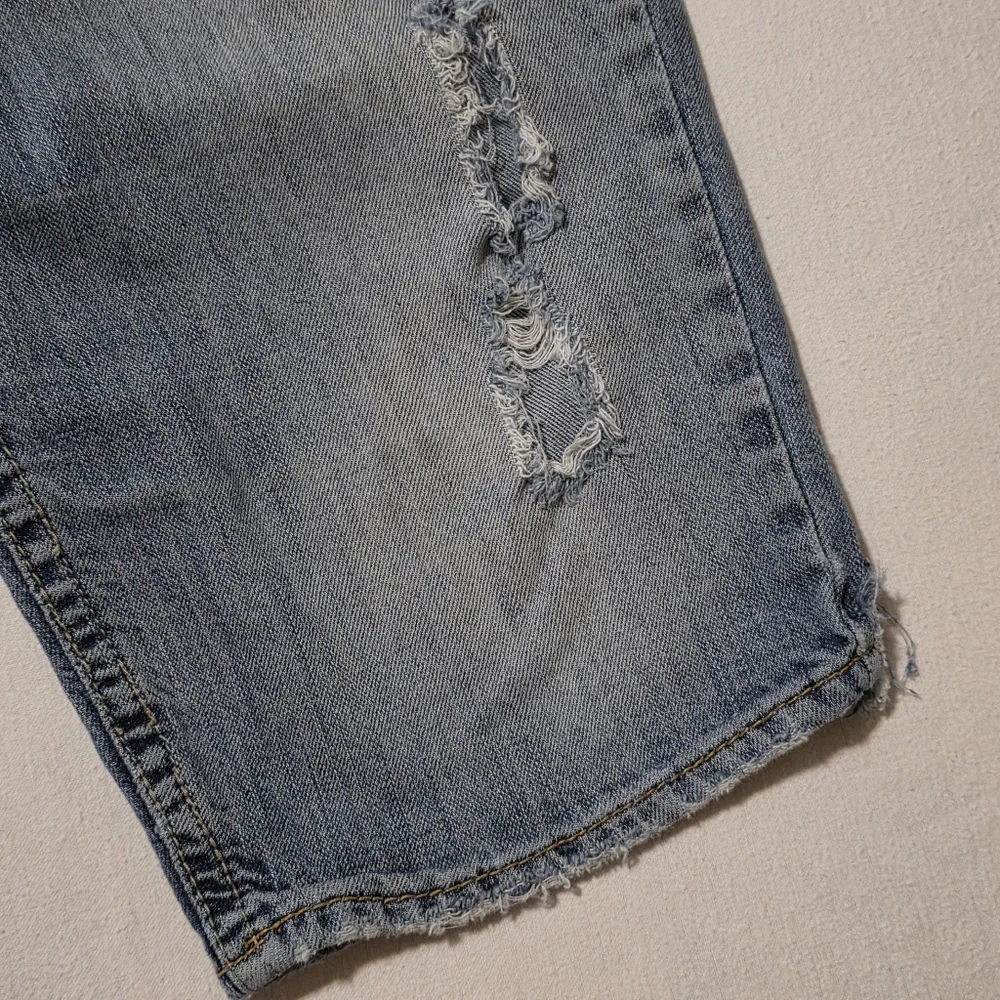 Silver Hillary Bermuda Denim Jean Shorts Fashion Distressing And Holes Low Rise